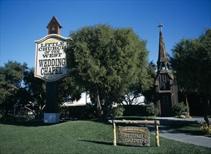 USA, Nevada, Las Vegas, Little Church of the West Wedding Chapel on the Strip.