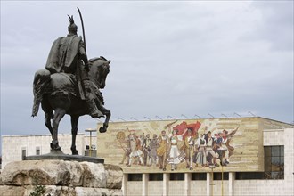 Albania, Tirane, Tirana, Equestrian statue of George Castriot Skanderbeg in Skanderbeg Square with