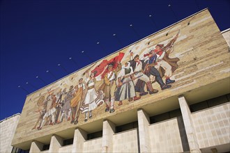 Albania, Tirane, Tirana, National History Museum. Mosaic on the exterior facade of the National