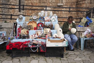 Albania, Kruja, Souvenir stall in the old town.