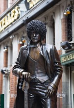 Ireland, County Dublin, Dublin City, Statue of Phil Lynott front man of Irish rock band Thin Lizzy