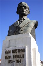 Albania, Tirane, Tirana, Portrait bust of the democratic leader Avni Rustemi who was assassinated