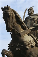 Albania, Tirane, Tirana, Part view of equestrian statue of George Castriot Skanderbeg  the national