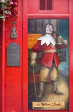 Ireland, County Dublin, Dublin City, Painting on wall of Temple Bar traditional Irish pub of Sir