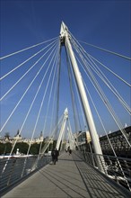 England, London, View along the Golden Jubilee Bridge