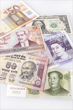 Business, Finance, Money, A mixture of World bank notes.