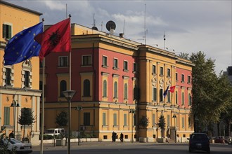 Albania, Tirane, Tirana, Government building in Skanderbeg Square.
