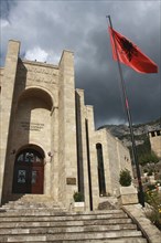 Albania, Kruja, Kruja Castle and Skanderbeg Museum  exterior facade with steps to entrance and