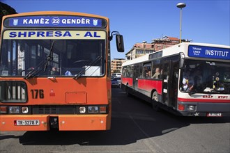 Albania, Tirane, Tirana, Public buses.