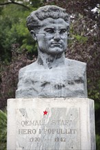 Albania, Tirane, Tirana, Portrait bust of Qemal Stafa  founding member of the Albanian Communist