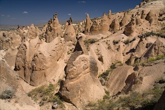 Rock formations in tufa volcanic landscape of Devrent Valley also known as Imaginery Valley or Pink