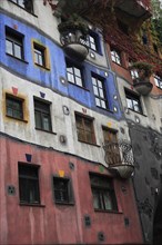 The Hundertwasser-Krawinahaus part view of exterior facade of apartment building. Photo : Bennett
