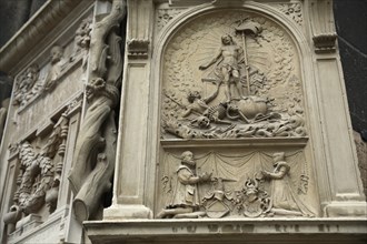 Stone carvings on the outside of the Stephansdom Cathedral. Photo: Bennett Dean