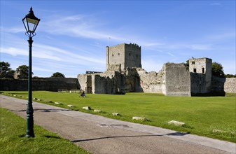 Portchester Castle showing the Norman 12th Century Tower and 14th Century Keep built within the