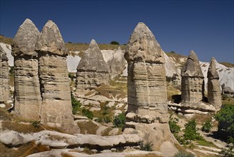 Love Valley. Group of phallic shaped fairy chimney rock formations in popular valley outside Goreme