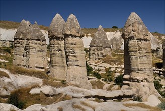 Love Valley. Group of phallic shaped fairy chimney rock formations in popular valley outside Goreme