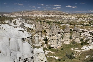 Love Valley. Group of phallic shaped fairy chimney rock formations in volcanic tufa landscape of