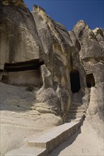Open Air Museum. Detail of one of nine churches carved out of a ring-shaped rock formation with