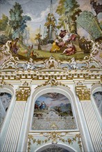 Nymphenburg Palace. Interior of Steinerner Saal the Stone or Great Hall with detail of painted