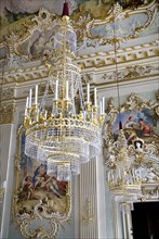 Nymphenburg Palace. Interior of Steinerner Saal the Stone or Great Hall with detail of paintings