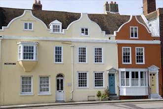 A row of three 17th Century houses in Lombard Street in Old Portsmouth with Dutch style gables.