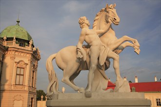 Statue of a horse tamer outside the Belvedere Palace part seen behind. Photo : Bennett Dean