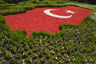 Mausoleum of the founder of the Turkish Republic Mustafa Kemal Ataturk. The Turkish flag depicted