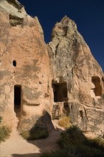 Red Valley. Hacli Kilise or The Church of the Cross. Exterior of rock cut cave church on the North