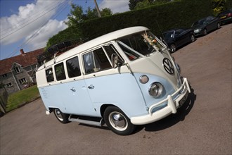 Volkswagen camper van decorated for use a wedding car. Photo: Stephen Rafferty