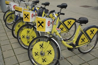 Line of bicycles for public hire. Photo: Bennett Dean