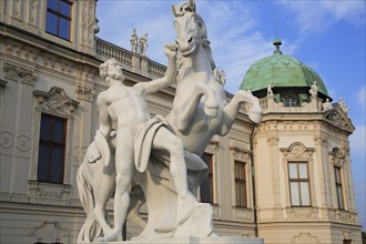Austria, Vienna, Statue of a horse tamer outside the Belvedere Palace, Symbol of the suppression of