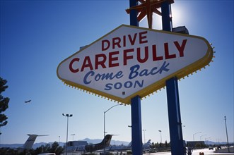 USA, Nevada, Las Vegas, Drive carefully sign. 
Photo : Stephen Rafferty