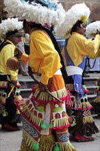 Mexico, Bajio, Zacatecas, Indigenous dance group performing in Plaza Hidalgo. 
Photo : Nick