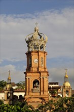 Mexico, Jalisco, Puerto Vallarta, Bell tower of Church of Guadalupe. 
Photo : Nick Bonetti