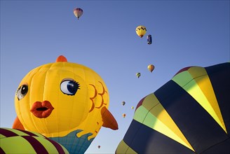 USA, New Mexico, Albuquerque, Annual balloon fiesta. Colourful hot air balloons. 
Photo : Hugh