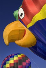 USA, New Mexico, Albuquerque, Annual balloon fiesta colourful hot air balloons ascending with