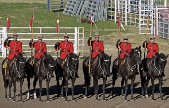Canada, Alberta, Lethbridge, Royal Canadian Mounted Police Musical Ride RCMP cavalry in full dress