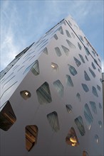Japan, Honshu, Tokyo, Ginza. Part of the facade of the new Mikimoto Building with distinctive