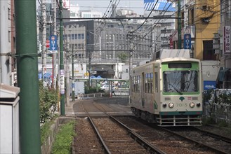 Japan, Honshu, Tokyo, Otsuka near Otsuka JR train station Tokyos last remaining electric trolley