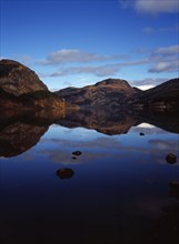 Scotland, Argyll and Bute, Loch Lubnaig, Loch Lomand and Trossachs National Park. View north over