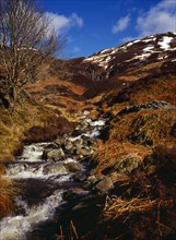 Scotland, Argyll and Bute, Loch Lubnaig, Loch Lomand and Trossachs National Park. Mountain stream