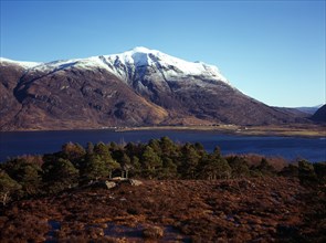 Scotland, Highlands, Torridon, View across Loch Torridon towards south face of Liathach 1055 metres