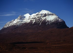 Scotland, Highlands, Torridon, View from Glen Torridon towards south east face of Liathach 1055