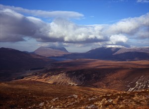 Scotland, Highlands, West, View north west from Beinn-An-Fhuarain circa 1500 feet towards left to