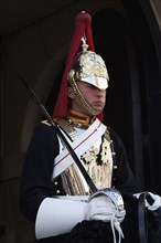 England, London, Westminster Whitehall Horse Guards Parade member of the Household Cavalry on