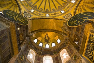 Turkey, Istanbul, Sultanahmet Haghia Sophia with apse mosaic of Theotokos or Virgin Mary enthroned