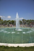 Turkey, Istanbul, Sultanahmet Fountain in the park between the Hagia Sofia and the Blue Mosque.