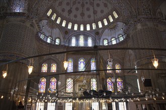 Turkey, Istanbul, Sultanahmet Camii Blue Mosque interior. 
Photo : Stephen Rafferty