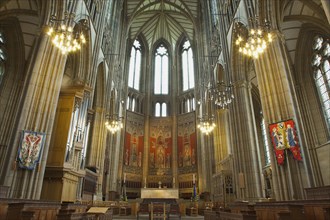 England, West Sussex, Shoreham-by-Sea, Lancing College Chapel interior view of the High Altar.