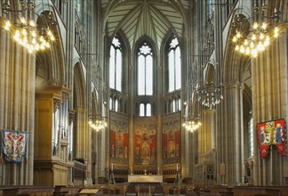 England, West Sussex, Shoreham-by-Sea, Lancing College Chapel interior view of the High Altar.
